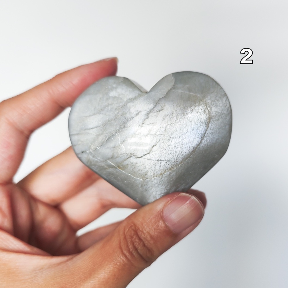 Super Flash Sage Moonstone Heart Carving Garnierite - Picture 4 of 12